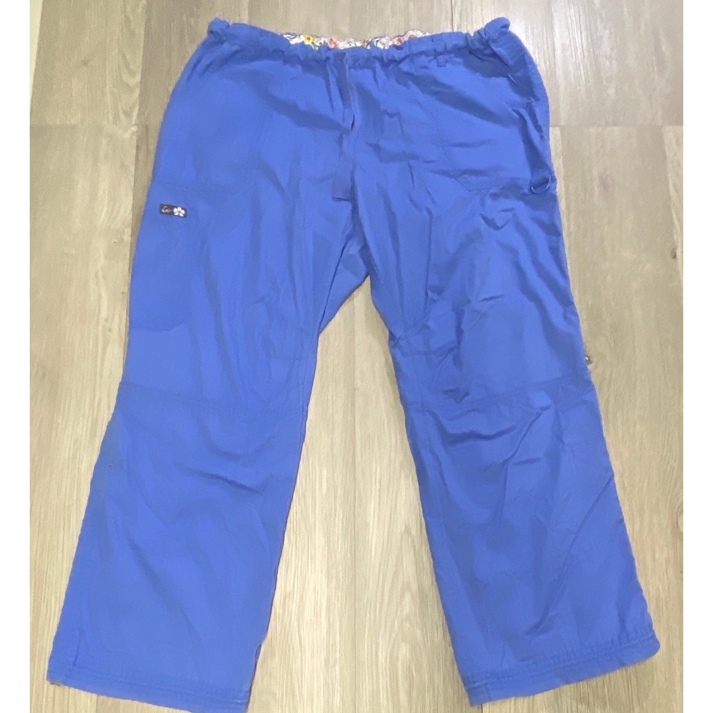 Koi By Kathy Peterson Blue Cargo Scrub Pants Xl Petite Multi Pocket Drawstring